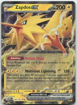 Pokemon : Zapdos ex 151 145/165 : Double Rare Holo - Image 1