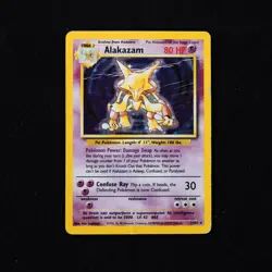 Alakazam 1/102 Damaged Base Set Unlimited Holo Rare Vintage Pokemon TCG 1999 - Image 1