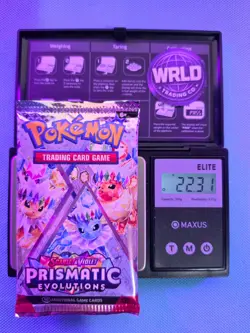 Weighed 22.31g Pokemon TCG Prismatic Evolutions Booster Pack Sealed Heavy Weight - Image 1