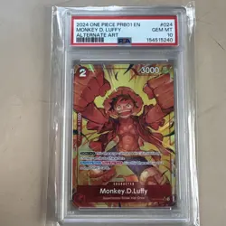 PSA 10 Monkey D. Luffy (Alt Art) PRB01 OP01-024 One Piece - Image 1