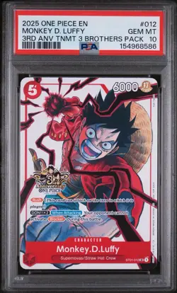 2025 ONE PIECE 3RD ANNIV TOURNAMENT 3 BROTHERS PACK #012 MONKEY D. LUFFY PSA 10 - Image 1