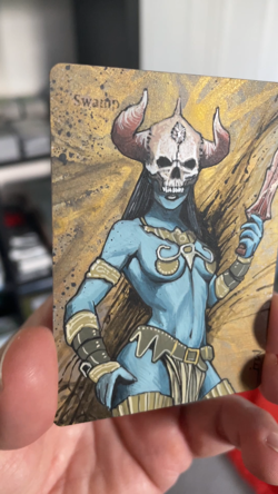 Magic MTG Altered Painted Swamp Bone Queen Anime Girl by white_alters - Image 2