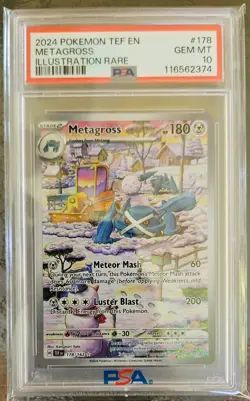 2024 POKEMON TEF EN-TEMPORAL FORCES ILLUSTRATION RARE #178 METAGROSS PSA 10 - Image 1
