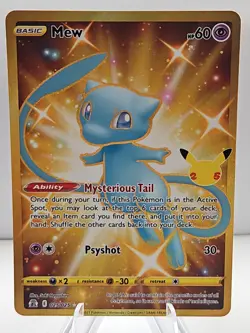 Mew 025/025 Gold Full Art Celebrations 2021 Pokemon Card Near Mint - Image 1