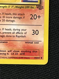 Pokemon Rapidash 44/64 (1st Edition) Jungle *Near Mint* Never Played Card - Image 5