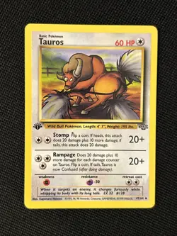 Pokemon Tauros 47/64 (1st Edition) Jungle *Near Mint* Never Played Card - Image 1