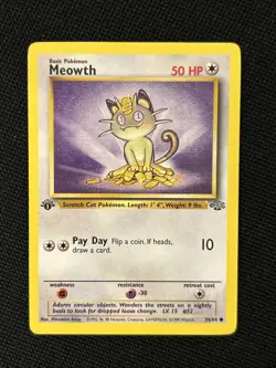 Pokemon Meowth 56/64 (1st Edition) Jungle *Near Mint* Never Played Card - Image 1