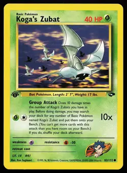 Koga's Zubat 83/132 Common 1st Edition Gym Challenge Pokemon Card - Image 1