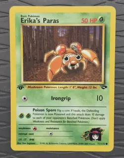 Erika’s Paras 71/132 Gym Challenge 1st Edition Pokemon Card - Image 1