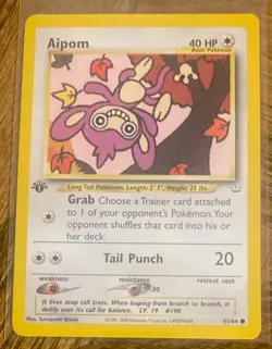 2001 POKEMON NEO REVELATION 1st EDITION AIPOM CARD 41/64 BASIC 40 HP - Image 1