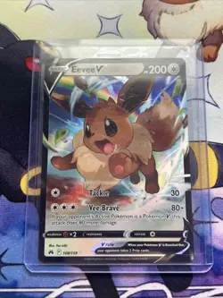 Pokemon TCG Eevee v Ultra Rare Colorless Holo Crown Zenith Card #108/159 - Image 1