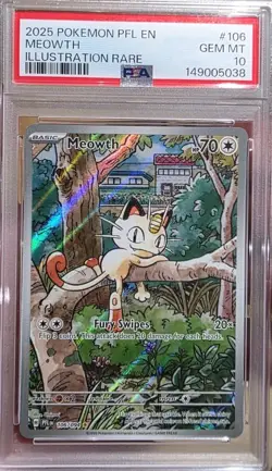 Pokemon Meowth Phantasmal Flames Illustration Rare #106 PSA 10 Gem Mint - Image 1
