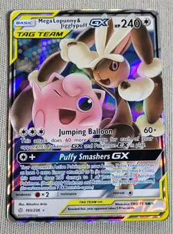 Mega Lopunny & Jigglypuff GX 165/236 SM Cosmic Eclipse Tag Team Holo Pokemon TCG - Image 1