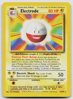 ELECTRODE 21/102 RARE BASE SET UNLIMITED POKEMON LP - Image 1