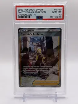 2023 Pokemon CYNTHIA'S AMBITION GG60/GG70 Crown Zenith Galarian Gallery PSA 10 - Image 1