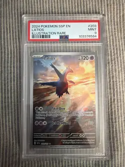 2024 POKEMON SSP EN-SURGING SPARKS ILLUSTRATION RARE #203 LATIOS PSA 9 - Image 1