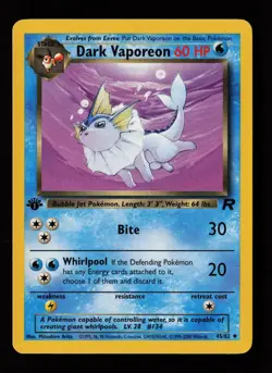 Dark Vaporeon 45/82 1st Edition Non Holo Uncommon Team Rocket Pokemon Cards - Image 1