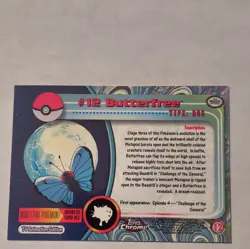Topps Chrome Pokemon Butterfree #12 TV Animation Edition Holo Card English - Image 2