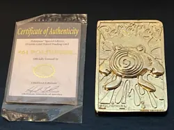Vintage POLIWHIRL BK Pokemon 23k Gold Plated Card & Certificate of Authenticity - Image 1