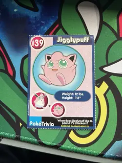 1999 Burger King Poketrivia Card #39 Jigglypuff - Image 1