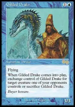 MTG English Gilded Drake NM Normal Urza's Saga - Image 1