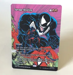 MTG Savage Beating - Borderless - Marvel Universe Eternal-Legal MAR NM - Image 1