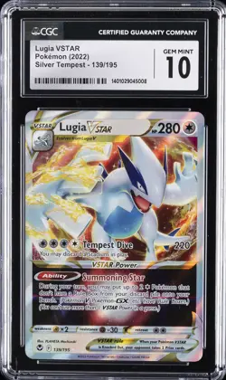 2022 POKEMON SILVER TEMPEST #139/195 LUGIA VSTAR CGC 10 GEM MINT - Image 1