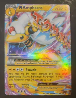 ULTRA RARE Mega M Ampharos EX 28/98 XY Ancient Origins Pokemon TCG Holo Foil LP+ - Image 1