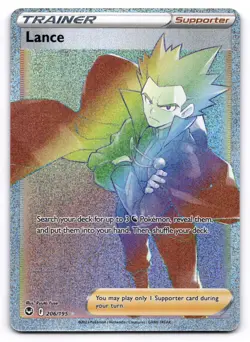 Lance NM Rainbow Secret Silver Tempest 206/195 Pokemon TCG Holo - Image 1