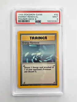 PSA 9 Mint Trainer Deck B Energy Removal 1999 Pokemon Game #92 - Image 1