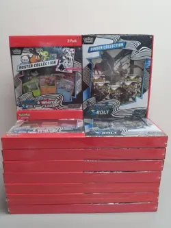 (8) Lot 2025 Pokemon White Flare Black Bolt Poster Binder Collection Bundle Box - Image 1