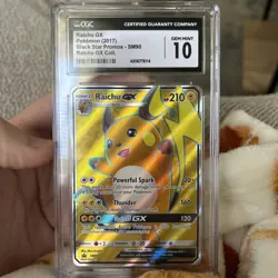 Pokemon TCG Raichu GX SM90 Black Star Promo 2017 Full Art Holo Card CGC 10 - Image 1