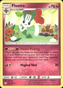 Floette 151/236 Uncommon Cosmic Eclipse Pokemon Lightly Played - Image 1