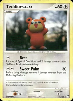 Teddiursa 105/123 Common Mysterious Treasures Pokemon Moderately Played - Image 1