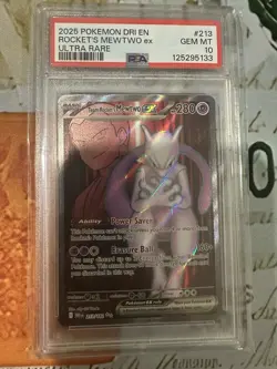 PSA Gem Mint 10 2025 Pokemon Team Rocket’s Mewtwo Ex Ultra Rare - Image 1