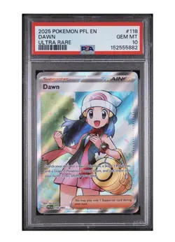 2025 ENGLISH POKEMON PFL PHANTASMAL FLAMES #118 DAWN ULTRA RARE PSA 10 🔥 - Image 1