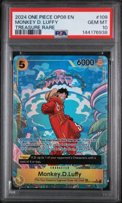 One Piece Monkey D. Luffy Treasure Rare TR OP08 Two Legends OP07-109 ENG PSA 10 - Image 1