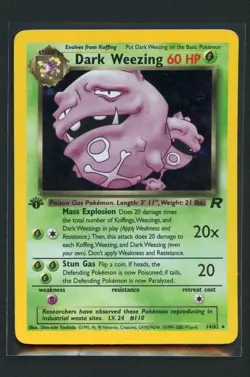 MP Dark Weezing Holo 1st Edition Team Rocket Pokemon Card 14/82 - Image 1