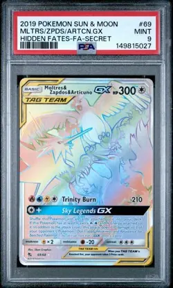 Moltres & Zapdos & Articuno GX *PSA 9* Full Art Secret *Hidden Fates*#69*Pokemon - Image 1