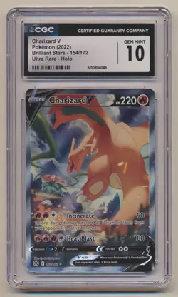 CGC 10 Pokemon Brilliant Stars Charizard V Ultra Rare 154/172 GEM MINT! - Image 1