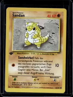 1999 Pokemon German 1st Edition Sandshrew #62/102 - Image 1