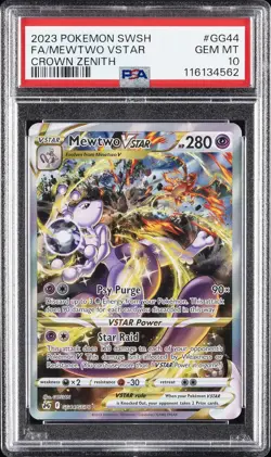 2023 POKEMON SWORD & SHIELD CROWN ZENITH #GG44 FULL ART/MEWTWO VSTAR PSA 10 - Image 1