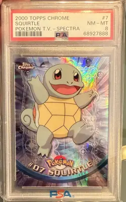 2000 TOPPS CHROME POKEMON T.V. #7 SQUIRTLE POKEMON T.V. SPECTRA - PSA 8 - Image 1