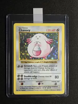 Chansey 3/102 HP+ Base Set Shadowless Holo Rare Vintage WOTC Pokemon Card - Image 1