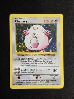 Chansey 3/102 HP+ Base Set Shadowless Holo Rare Vintage WOTC Pokemon Card - Image 2