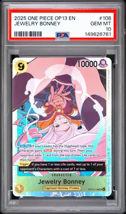 JEWELRY BONNEY PSA 10 2025 ONE PIECE OP13 EN #OP13-108 SUPER RARE GEM MINT - Image 1