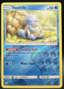 Pokemon TCG Squirtle 22/181 Team Up Reverse Holo English LP Card - Image 1