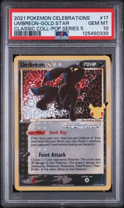 2021 Pokemon Celebrations Classic Coll Umbreon Gold Star #17 Pop Series 5 PSA 10 - Image 1