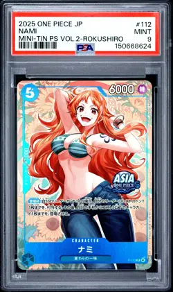 2025 ONE PIECE JAPANESE MINI-TIN PACK SET VOL.2 KOUSHI ROKUSHIRO #112 NAMI PSA 9 - Image 1