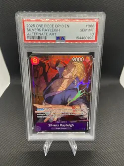 2025 ONE PIECE OP13-CARRYING ON HIS WILL #066 SILVERS RAYLEIGH ALT ART PSA 10 - Image 1
